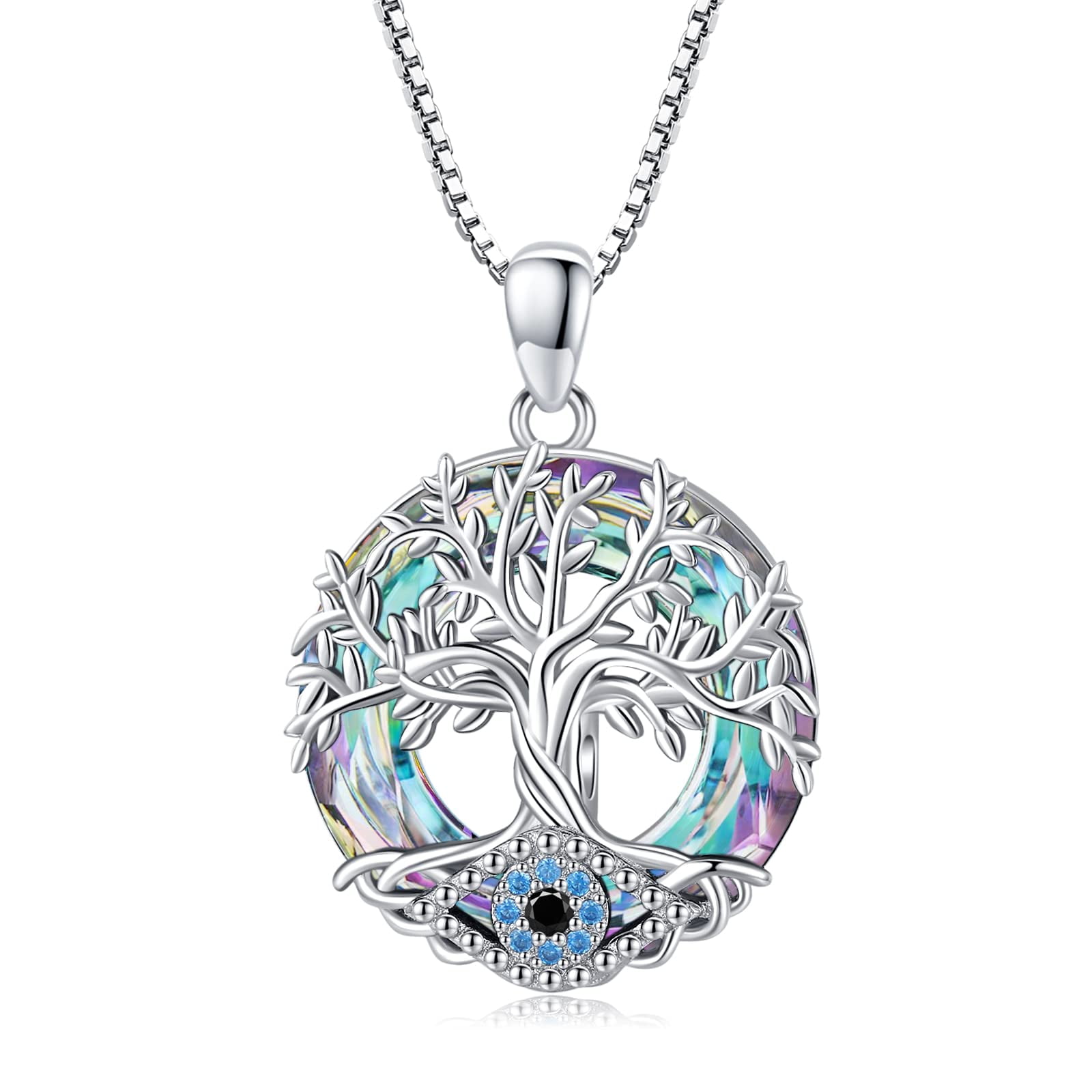 Coachuhhar Tree of Life Necklace 925 Sterling Silver Evil Eye Necklace ...