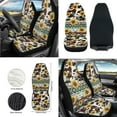 thumbnail image 2 of Yuyamidu Aztec Car Accessories with Front Seat Covers Steering Wheel Cover Brown Cow Print Seatbelt Covers Armrest Mat Trash Can Mount Pocket Cup Holders Rearview Mirror Cover Keychain, Set of 12, 2 of 6