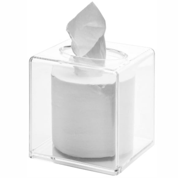 Cq acrylic Roll Tissue Box Holder with Cover Square Facial Tissue Dispenser Box Case for Countertop,Clear Plastic Dryer Sheet Container Napkin Organizer for Bathroom, Kitchen,Home,Square