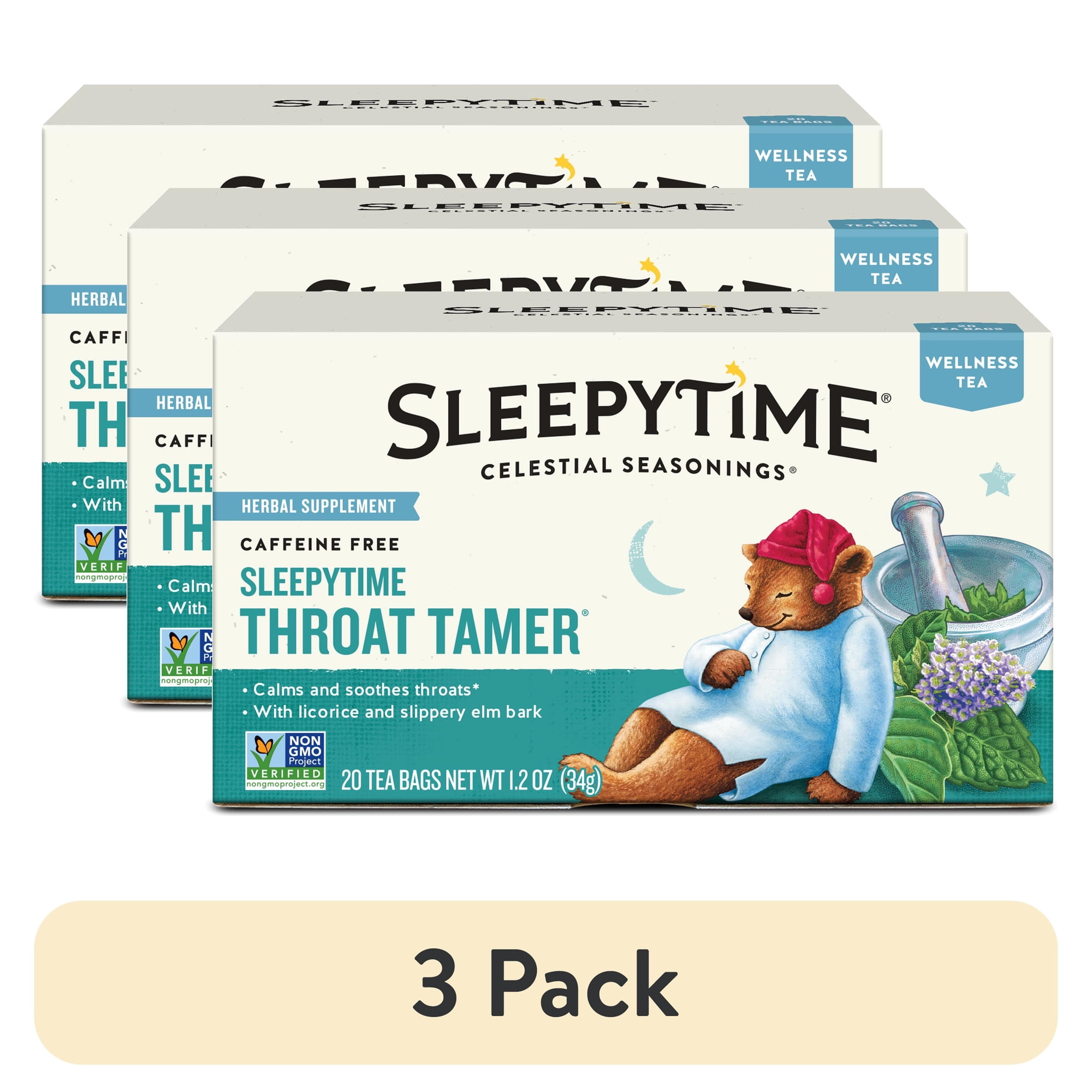 (3 pack) Celestial Seasonings Sleepytime Throat Tamer Wellness Tea