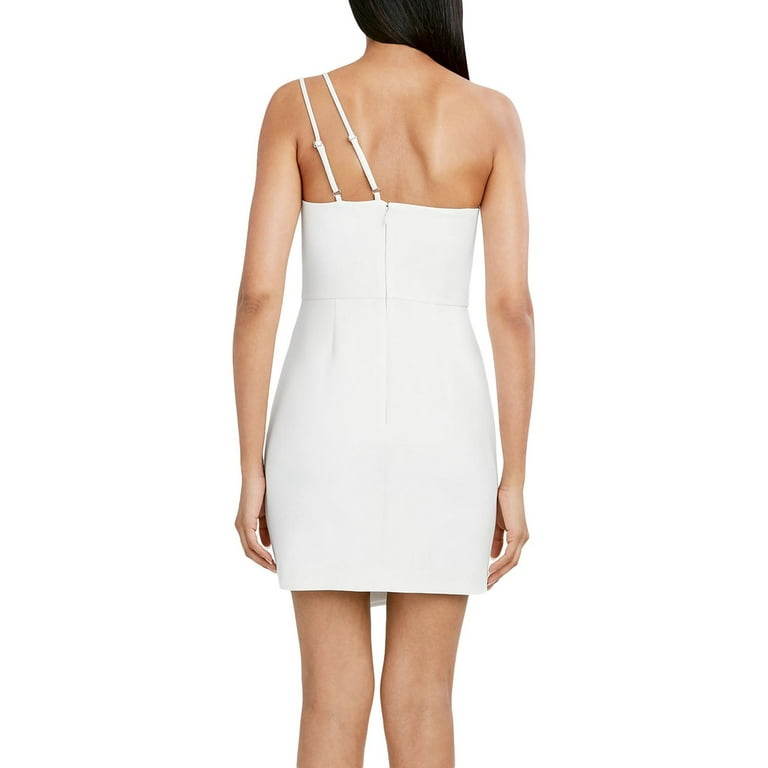 BCBGMAXAZRIA Womens Asymmetric Neck Mini Cocktail and Party Dress