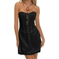 thumbnail image 4 of xiaxaixu Femmes Off-Épaule Robe Sans Manches Bandage d'Été devant Robe de Soirée Couleur Unie Plage Cocktail Streetwear, 4 of 9