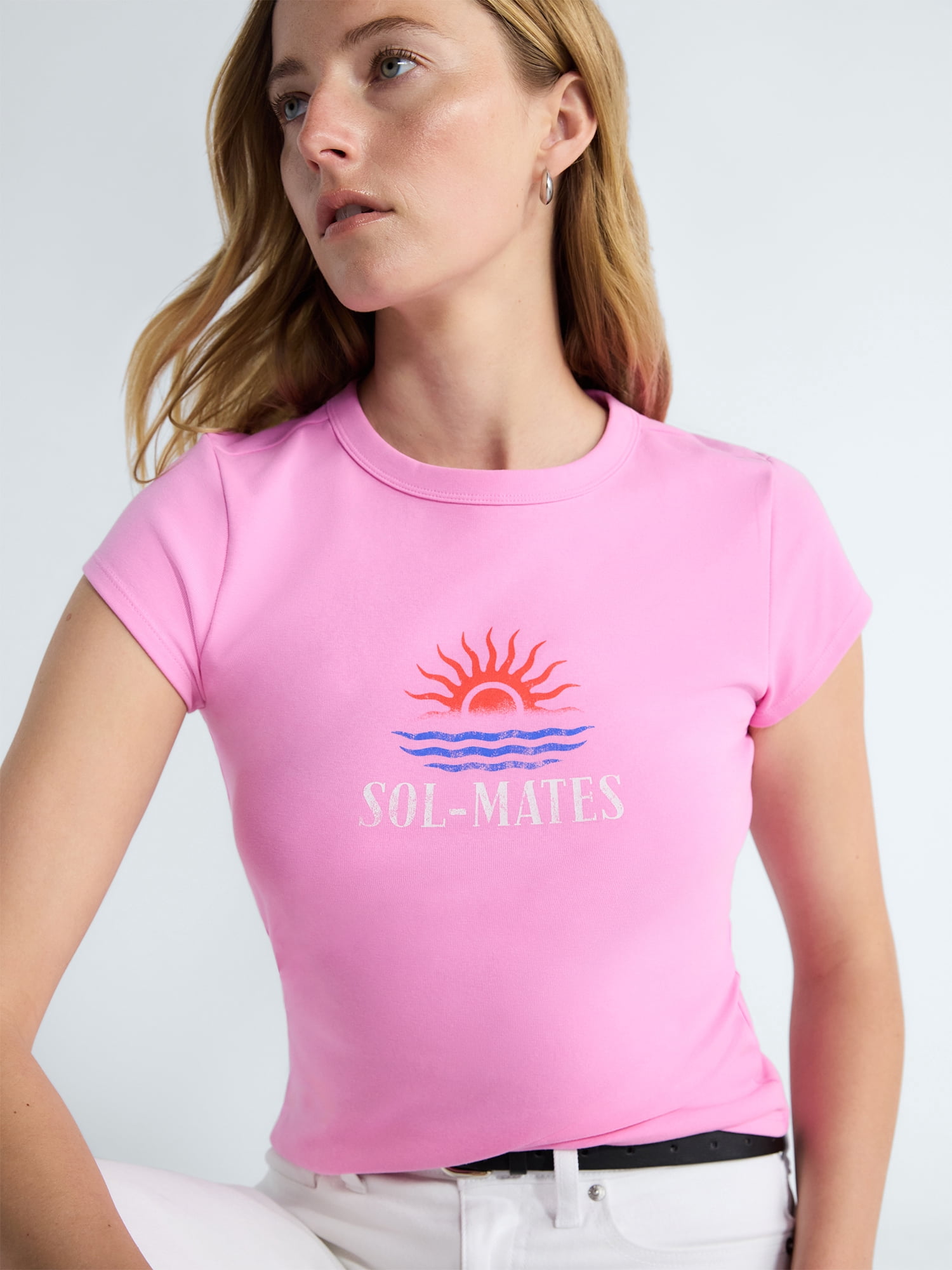 Free Assembly Women's and Women's Plus Cap Sleeve Tee, Sizes XS-4X