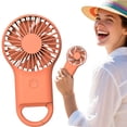 thumbnail image 2 of Mini Handheld Fan, Portable Personal Cooling Fan with Carabiner Clip, Rechargeable 3 Speed Buckle Hand Fan, Lightweight Pocket Size Hanging Buckle Fan, Battery Operated Small Hand Fan, Orange, 2 of 5