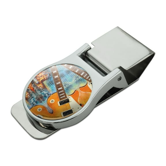 Can't Get No Satisfaction Guitar Satin Chrome Plated Metal Money Clip