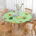 thumbnail image 3 of Avocado Pattern Round Tablecloth - Elastic Edge, Waterproof, Scratch-Resistant for Picnic, Camping (Cute Kawaii Fruit Design), 3 of 7