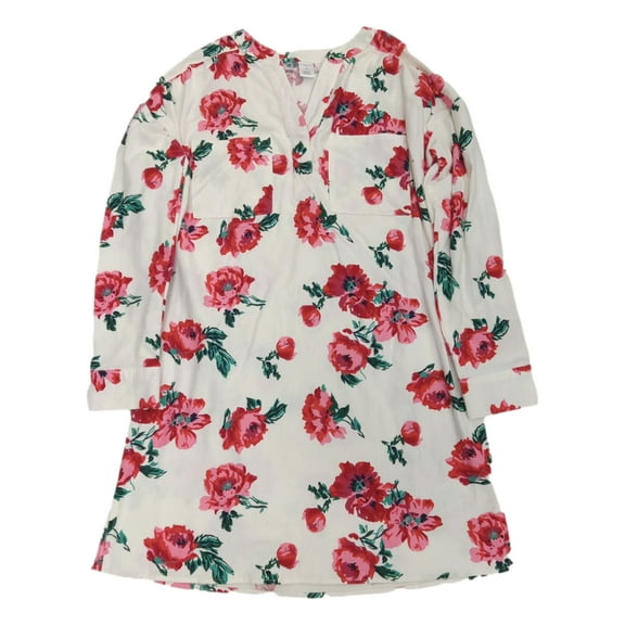 Liz Claiborne Womens Ivory Pink Floral Rose Flannel Nightgown Night Gown X-Large