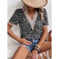 thumbnail image 2 of Blusa cómoda informal holgada con cuello en V de manga corta para mujer para fiesta en la playa de vacaciones Negro XXL, 2 of 7