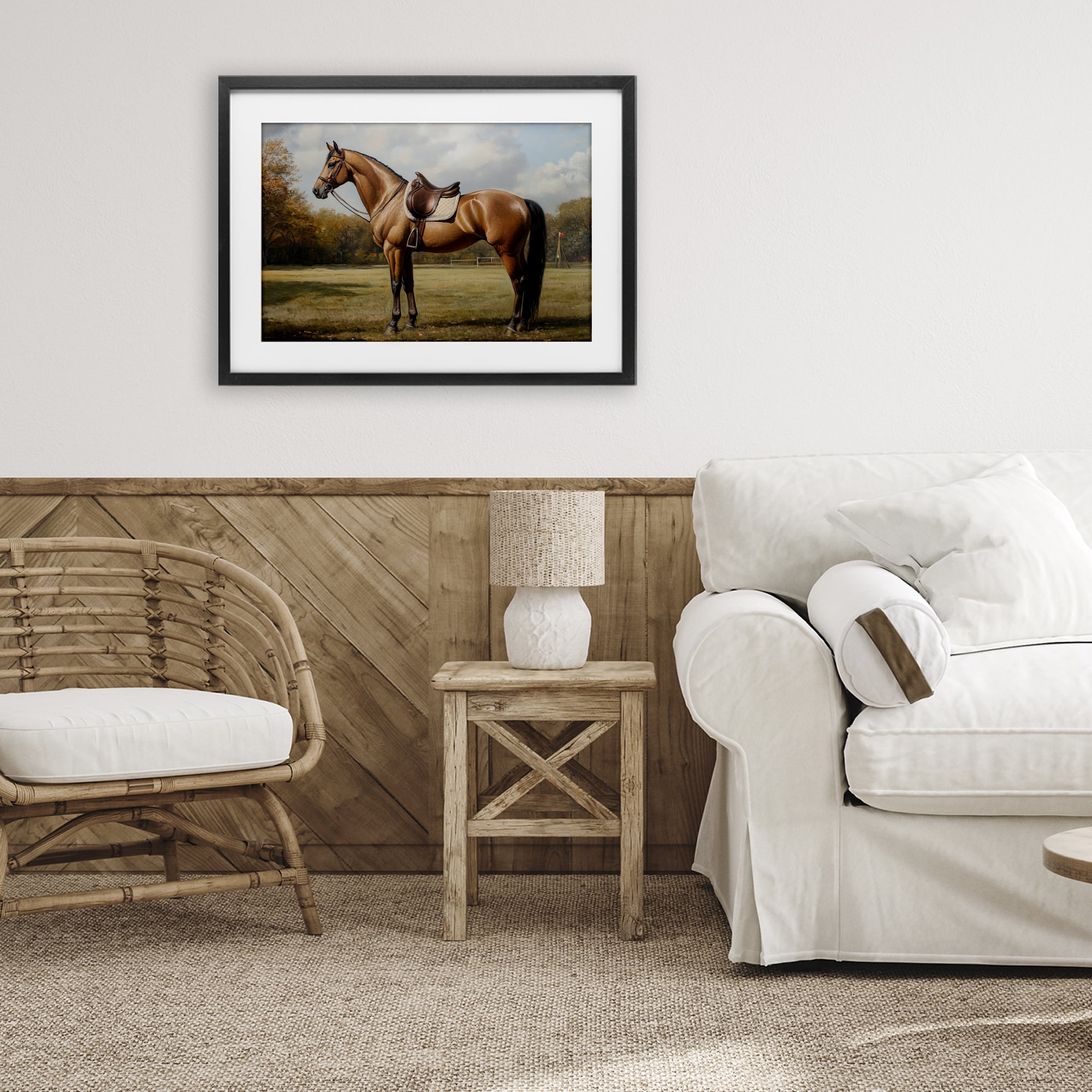 Stupell Industries Show Ready Horse with Saddle Black Framed Print Under Glass, design by Petal Prints Design