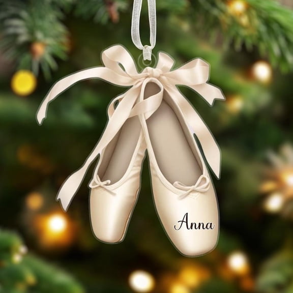 Personalized Ballet Shoes Ornament, Custom Name Ballerina Gift, Pink Nude Ballet Ornament, Dancer Christmas Decoration Keepsake