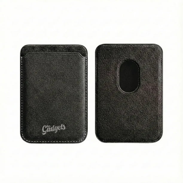 Cartera Wallet Alcantara Gamuza Suave Para Iphone Magsafe Negro.
