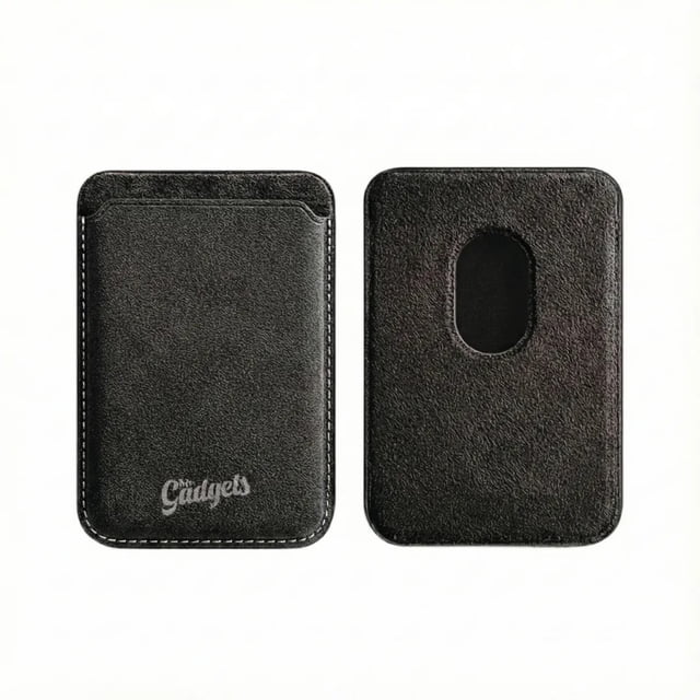 Cartera Wallet Alcantara Gamuza Suave Para Iphone Magsafe Negro.