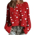 thumbnail image 4 of Craaazy Women's Long Sleeve Valentines Shirts Love Heart Crewneck Casual Loose Tops Gifts, 4 of 5