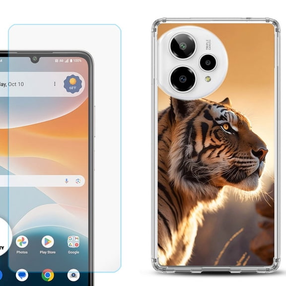 Phone Case for Cricket Icon Pro 2026, with Screen Protector, by OneToughShield - Tiger