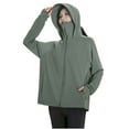 thumbnail image 4 of GaThRRgYP UPF 50+ Women's Long Sleeve Tunic Summer Sun Defense Layer,Ladies Long-sleeved Round Neck Hooded Solid Color Casual Sun Protection Army Green Free Size, 4 of 4