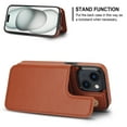 thumbnail image 6 of Detachable Wallet Case for iPhone 13 RFID Blocking Card Slots Holder Premium PU Leather Magnetic Kickstand Shockproof Removable Flip Protective Cover 6.1 inch, Brown, 6 of 11