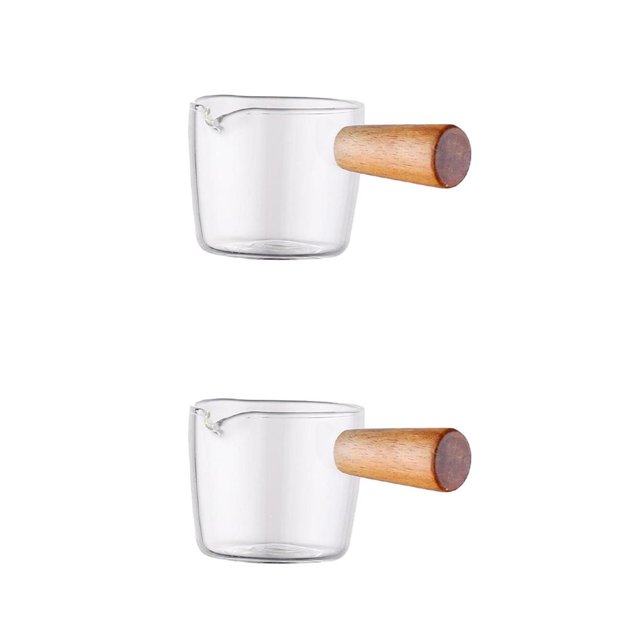 Toystoory Milk Pot Heat-Resistant Soup Sauce Pan Handle With Kitchen Wood 2piezas 100 ml