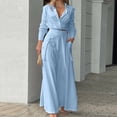 thumbnail image 6 of sunsanly 1 Set Women Shirt Pants Solid Color Long Sleeve Turndown Collar Streetwear Spring Autumn Temperament Commuter Wide Leg Trousers Set Women Clothing, 6 of 8