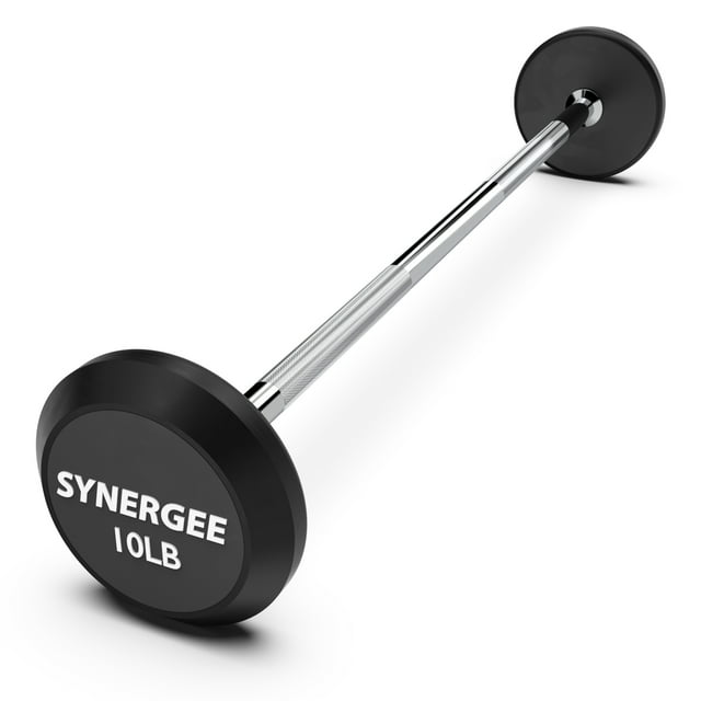 Synergee Barre Fixe de 10 Lb - Barre Droite en Acier Pré-Lestée avec Poids en Caoutchouc - Poids Fixe