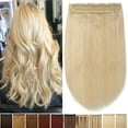 thumbnail image 2 of Benehair Clip One Piece Human Hair Extensions 100% Remy Hair Weft 3/4 Full Head Invisible Straight Blonde, 2 of 11