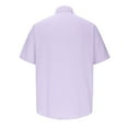 thumbnail image 4 of Huresd Men's Wrinkle Free Untucked Cuban Shirt Business Casual Button Down Shirts Short Sleeve Striped Print Shirts Light Purple 2XL, 4 of 4