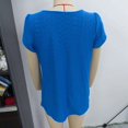 thumbnail image 2 of Blusa de mujer con mangas cortas de pétalos, pliegues en el busto y agujeros, estilo casual de color puro - Talla M Blusa de verano azul real, 2 of 3