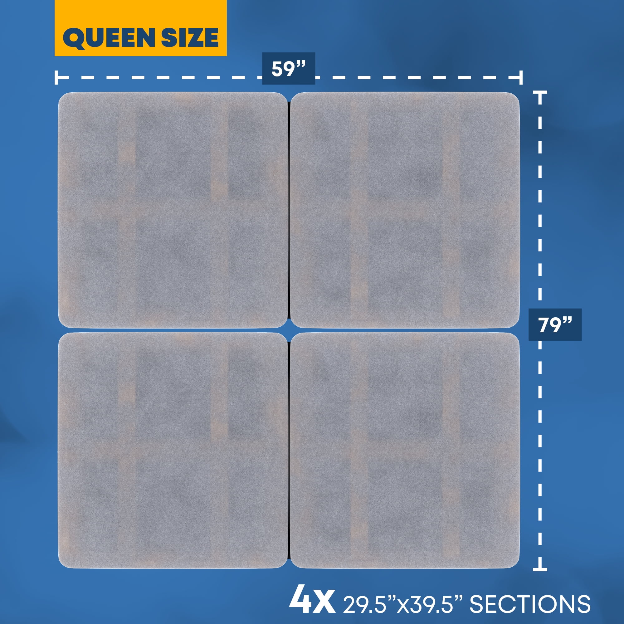 Continental Sleep, 1.5" Split Wood Bunkie Board for Queen Size Bed, 4-Piece Under Mattress Support Board, Fully Assembled, Fabric Ventilation Cover, Replaces Wooden Slats or Box Spring for Bed Frames