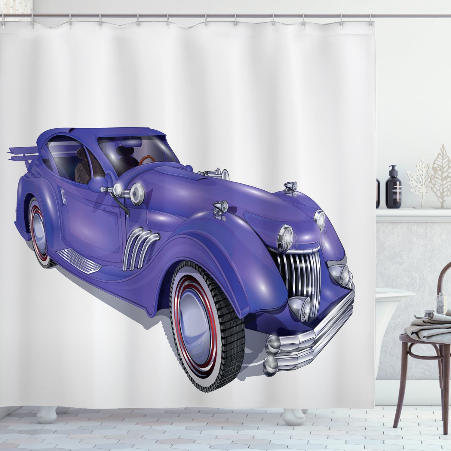 Cars Shower Curtain, Custom Vehicle with Aerodynamic Design for High