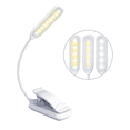 thumbnail image 1 of Lámpara de lectura recargable blanca, luz de lectura con clip de 9 LED, atenuación continua y 3 modos de protección ocular (blanco frío y cálido), cuello flexible de 360°, indicador, larga duración de, 1 of 5