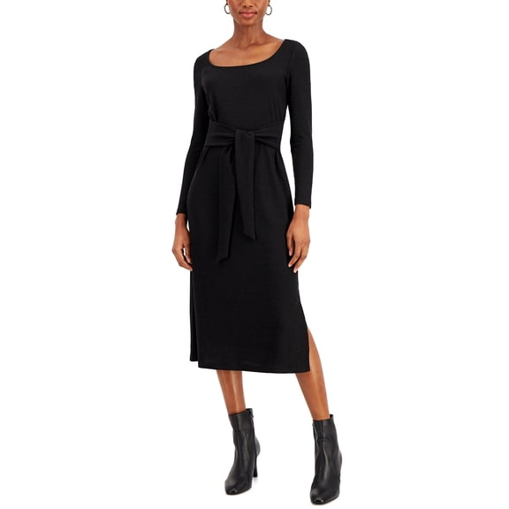 Nine West Tie Front Sweater Knit Dress Black XL