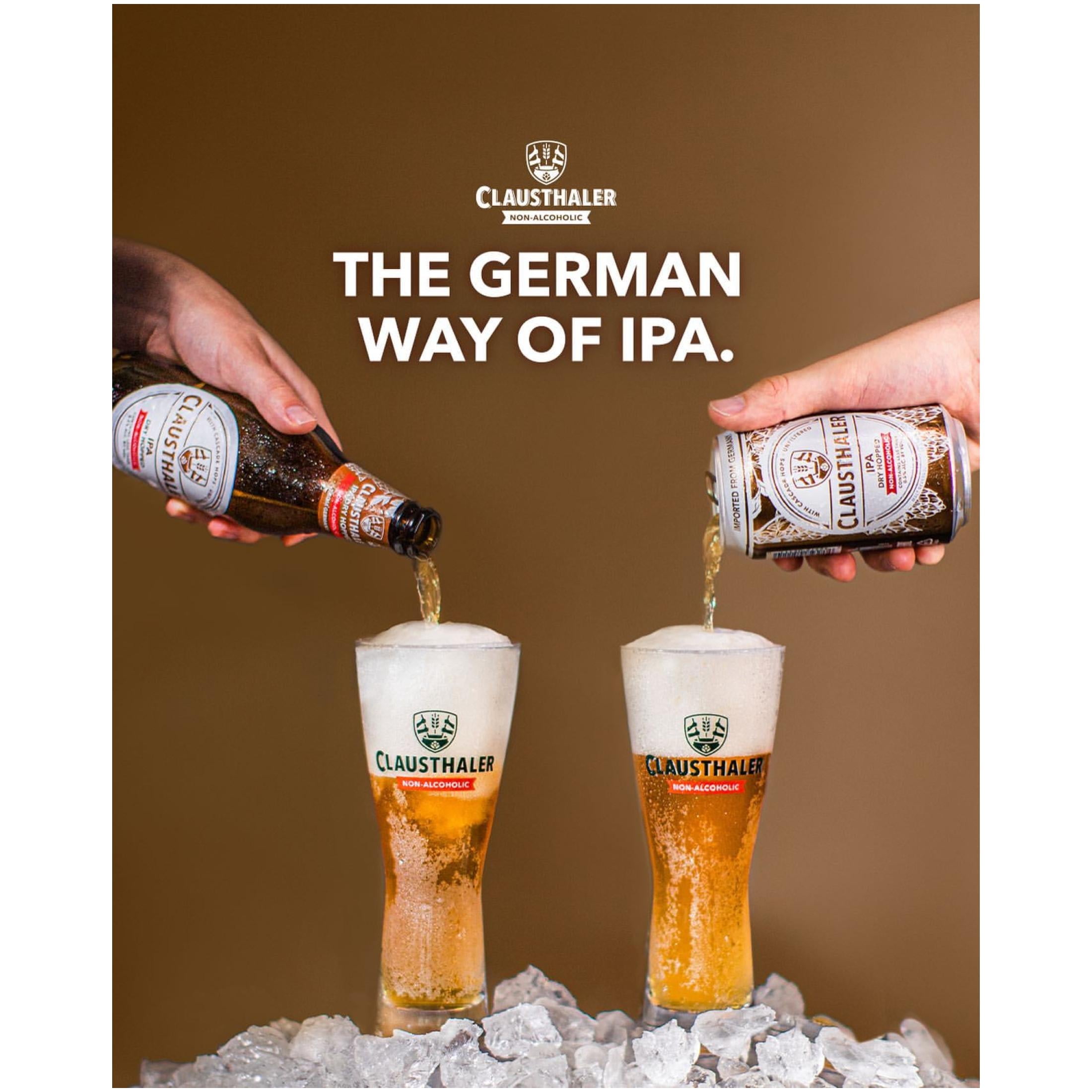 Clausthaler IPA Non-Alcoholic Imported Beer, 12 Fluid Ounces, Glass Bottles, 6 Pack, 0.5% ABV
