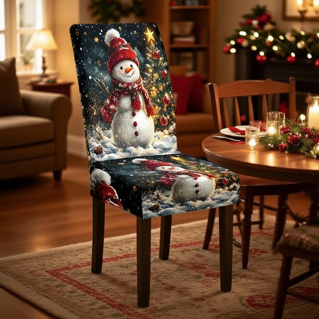 Boovnll Christmas Decorations, Christmas Chair Cover 1 Piece Christmas Dining Table Chair Protector Elastic Chair Cover Washable Suitable for Restaurant Hotel Party Wedding, Christmas Tree Decorations