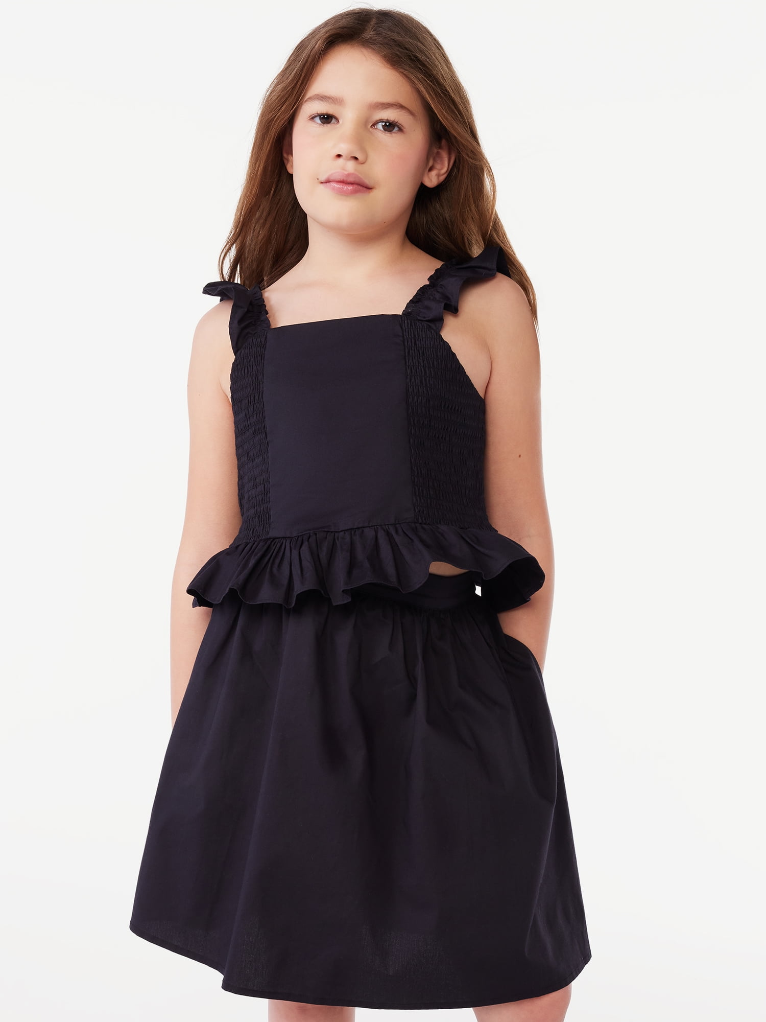 Scoop Girls Flutter Sleeve Top and PullOn Skirt, 2Piece Outfit Set