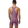 thumbnail image 2 of YIZYIF Mens One Piece Swimsuit Stripes Print Water Sports Speed Dry Surfing Bodysuit Hot Pink S, 2 of 7