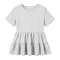 thumbnail image 6 of Ashirexll Summer Tops for Women Solid Color Spring Summer Fashion Casual Flared Short Sleeve Round Neck Top for Everyday, 6 of 6