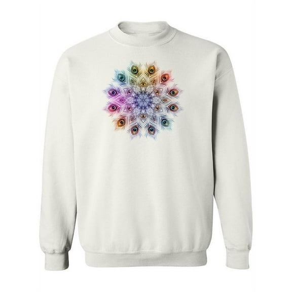 Peacock Feathers Round Pattern Sweatshirt Women -Image by Shutterstock, Female 5X-Large