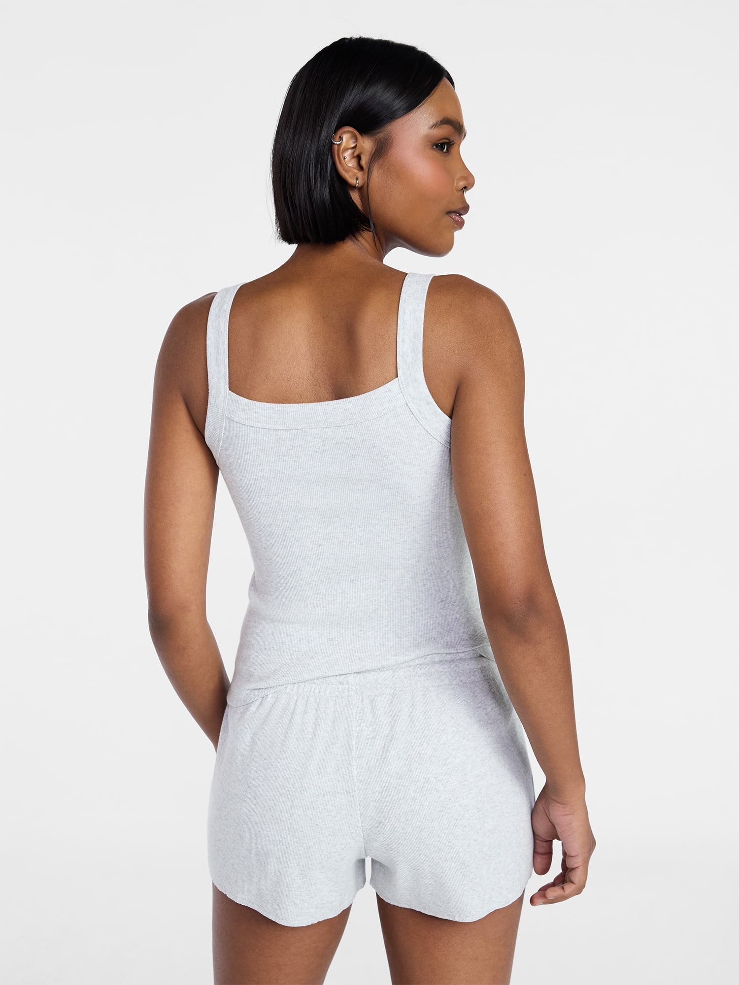 No Boundaries Rib Tank Top and Shorts Sleep Set, 2-Piece, Women's XXS-3X