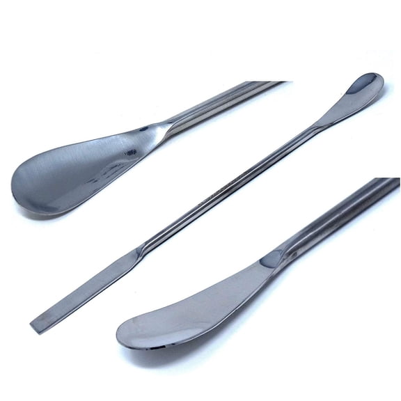 Stainless Steel Double Ended Micro Lab Spatula Sampler, Square & Flat Spoon End, 9" Length, 4/Pack