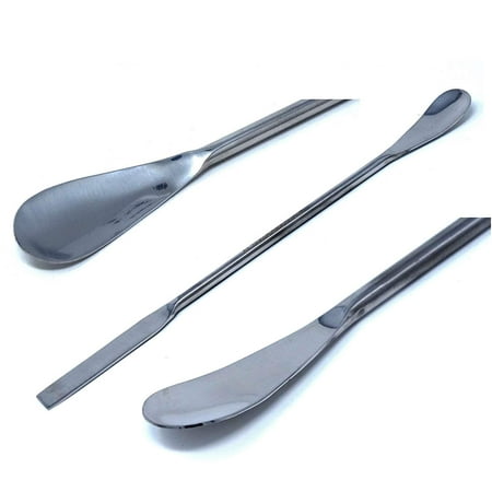 Stainless Steel Double Ended Micro Lab Spatula Sampler, Square & Flat Spoon End, 9" Length, 4/Pack