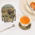 thumbnail image 7 of 6 Pcs Drink Coasters with Holder 3.94in Woven Coasters for Drinks Buffalo Herd Oil Painting Coaster Set for Protection Table, 7 of 7