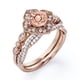 thumbnail image 3 of JeenMata Anillo Nupcial Art Déco 1.5 ct Pavé Cruzado Morganita y Moissanita Redonda Rosa Melocotón en Plata con Baño de Oro Rosa 18 K, 3 of 5