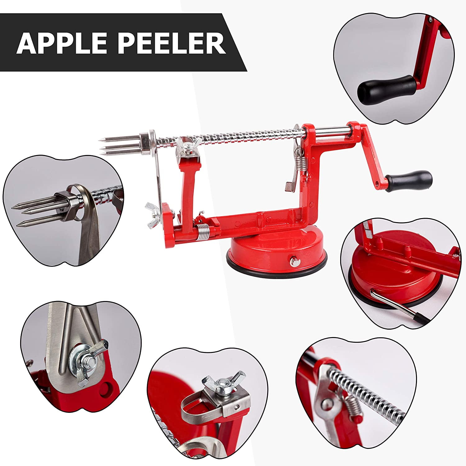 Private Jungle 3-in-1 Apple/Potato Peeler Corer Stainless Steel Hand-cranking Apple Peeler Slicer Peeler,Red Private Jungle 3-in-1 Apple/Potato Peeler Corer Stainless Steel Hand-cranking Apple Peeler Slicer Peeler,Red