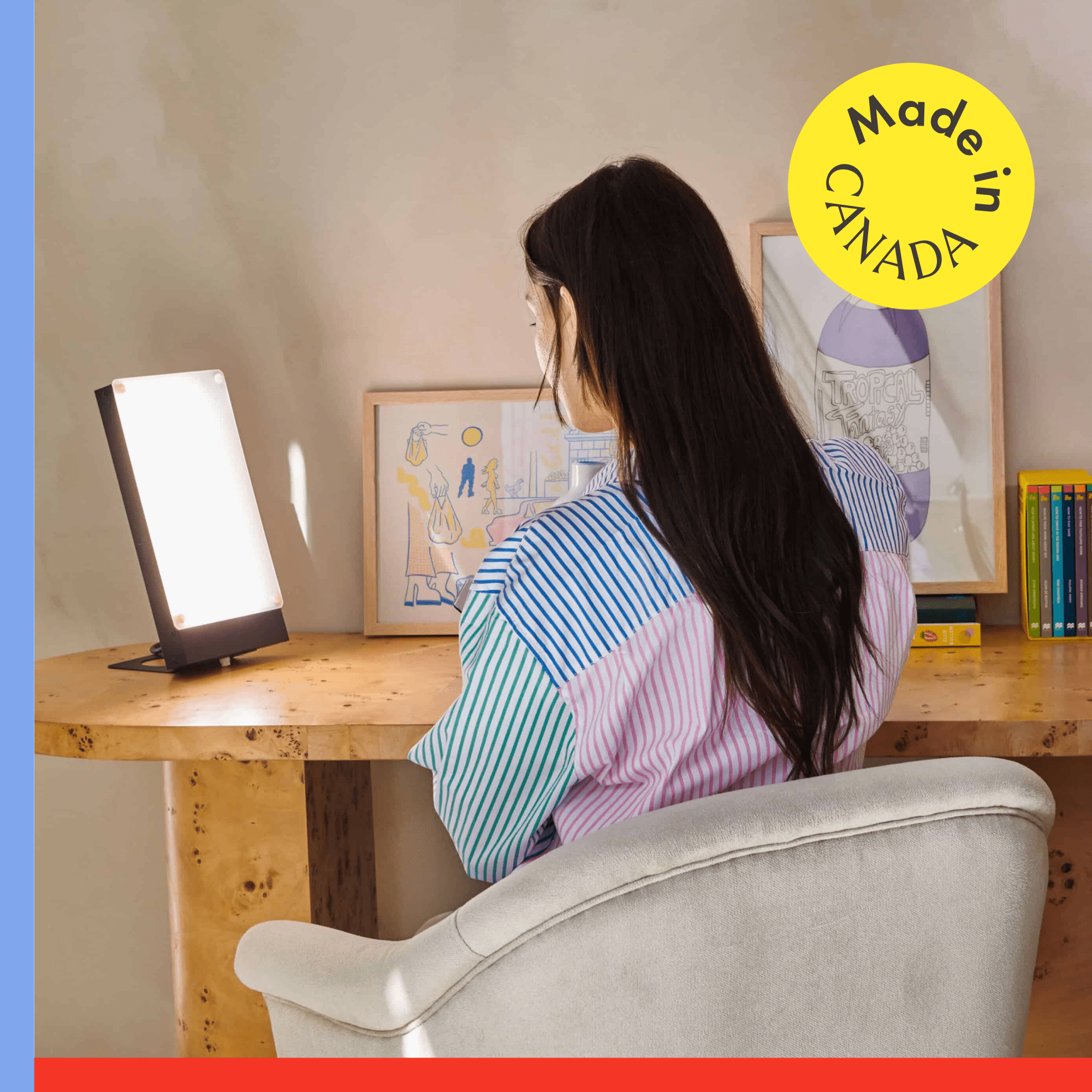 Northern Light Technologies Travelite - 10000 Lux Light Therapy Lamp - Full Spectrum Portable LED Lightbox Therapy Light for Natural Mood and Energy Enhancement, Sunlight Desk Lamp, Beige
