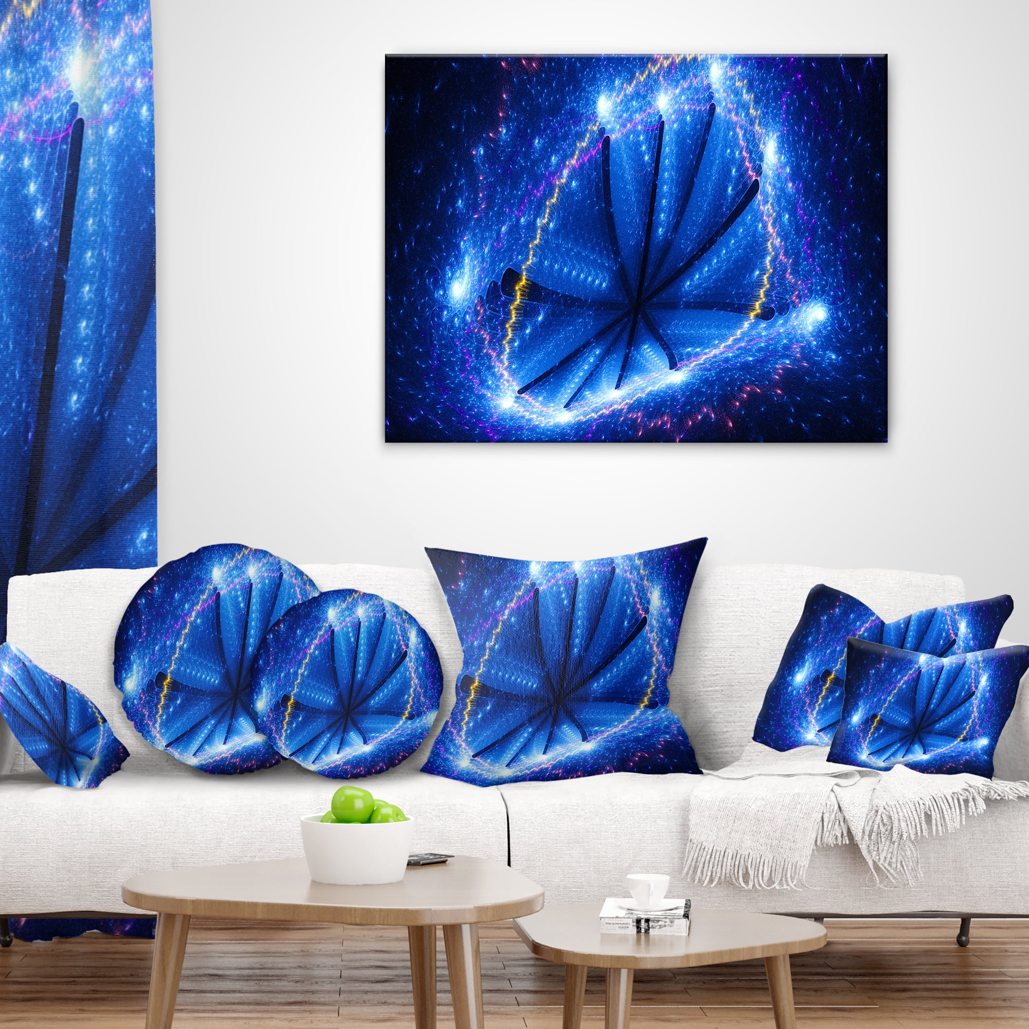 Designart Blue Star Clusters - Abstract Throw Pillow - 18x18