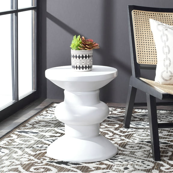 SAFAVIEH Jiraiya Outdoor Patio Concrete Accent Stool, Ivory