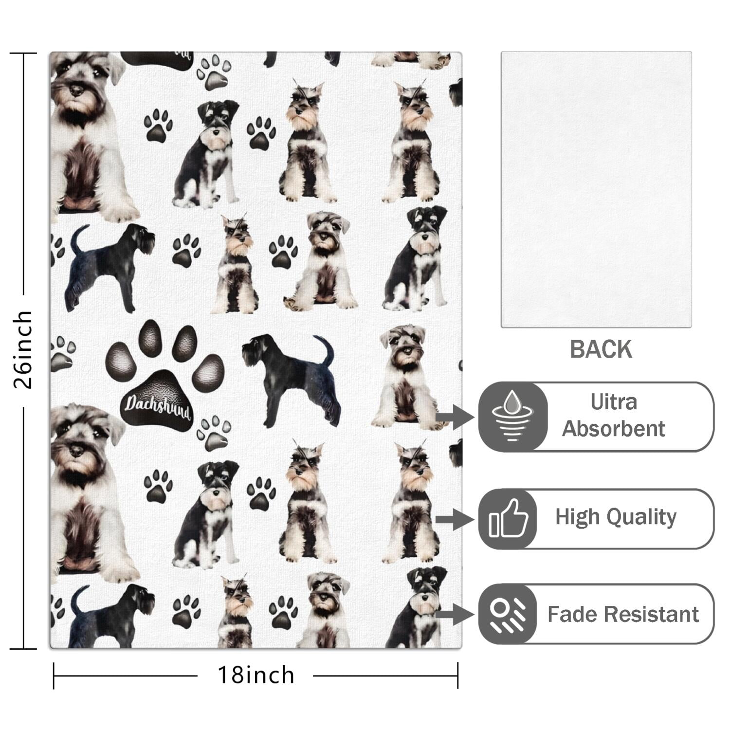 6 Pcs Funny Kitchen Towels,Schnauzer Dogs Microfiber Dish Towels,Kitchen Tea Towels,Kitchen Towel Set (18" X 26")
