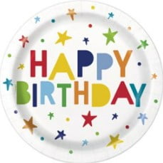 Stars Happy Birthday Plates, 9", Multicolor, 10 Count, by Way To Celebrate