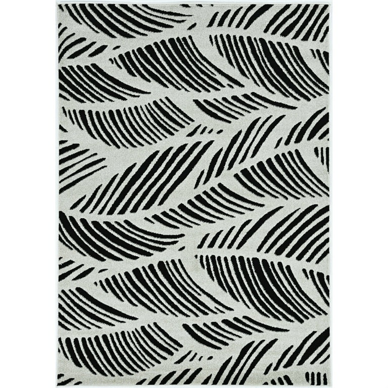 2'X4' Black White Machine Woven Uv Treated Tropical Palm Leaves Indoor Outdoor Accent Rug 2'X4' Black White Machine Woven Uv Treated Tropical Palm Leaves Indoor Outdoor Accent Rug