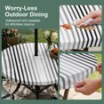 thumbnail image 5 of Round Outdoor Tablecloth with Umbrella Hole and Zipper, Ombre Black Grey Striped Tablecloth with Elastic Waterproof, Farmhouse Modern Stripes Patio Table Covers for 45" - 54" Picnic Pool Tables, 5 of 9