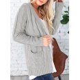 thumbnail image 2 of Women's Open Front Cardigan Sweater Casual Button Down Cable Knit Sweater Coat, 2 of 4